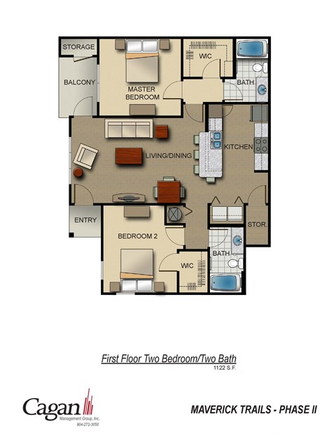 First Floor 2 Bedroom Layout